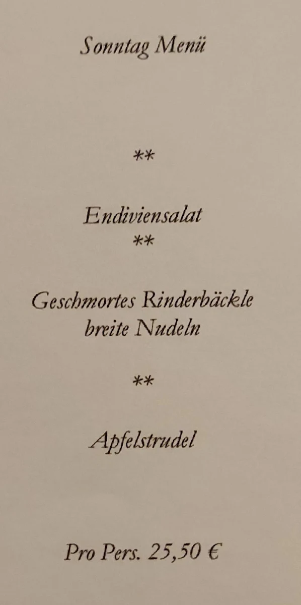 Speisekarte, Wirtschaft Schützenhaus