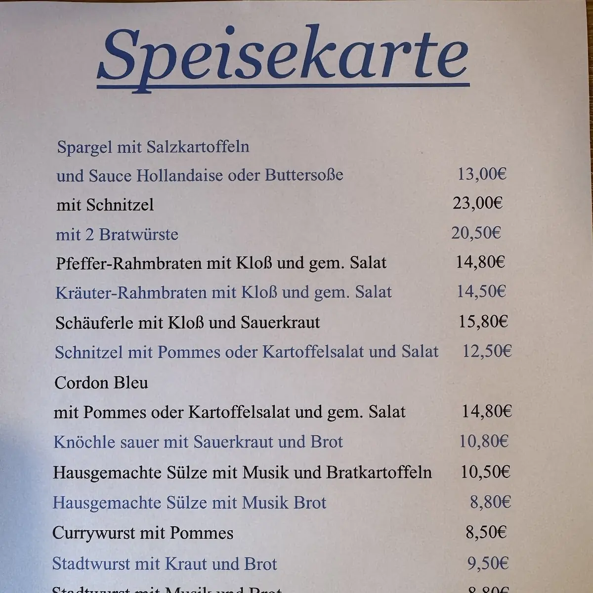 Speisekarte photo 1