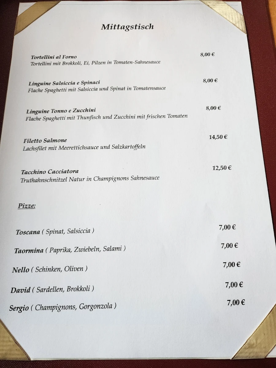 Speisekarte, Restaurante Pizzeria Trevi - B. Ventriglia