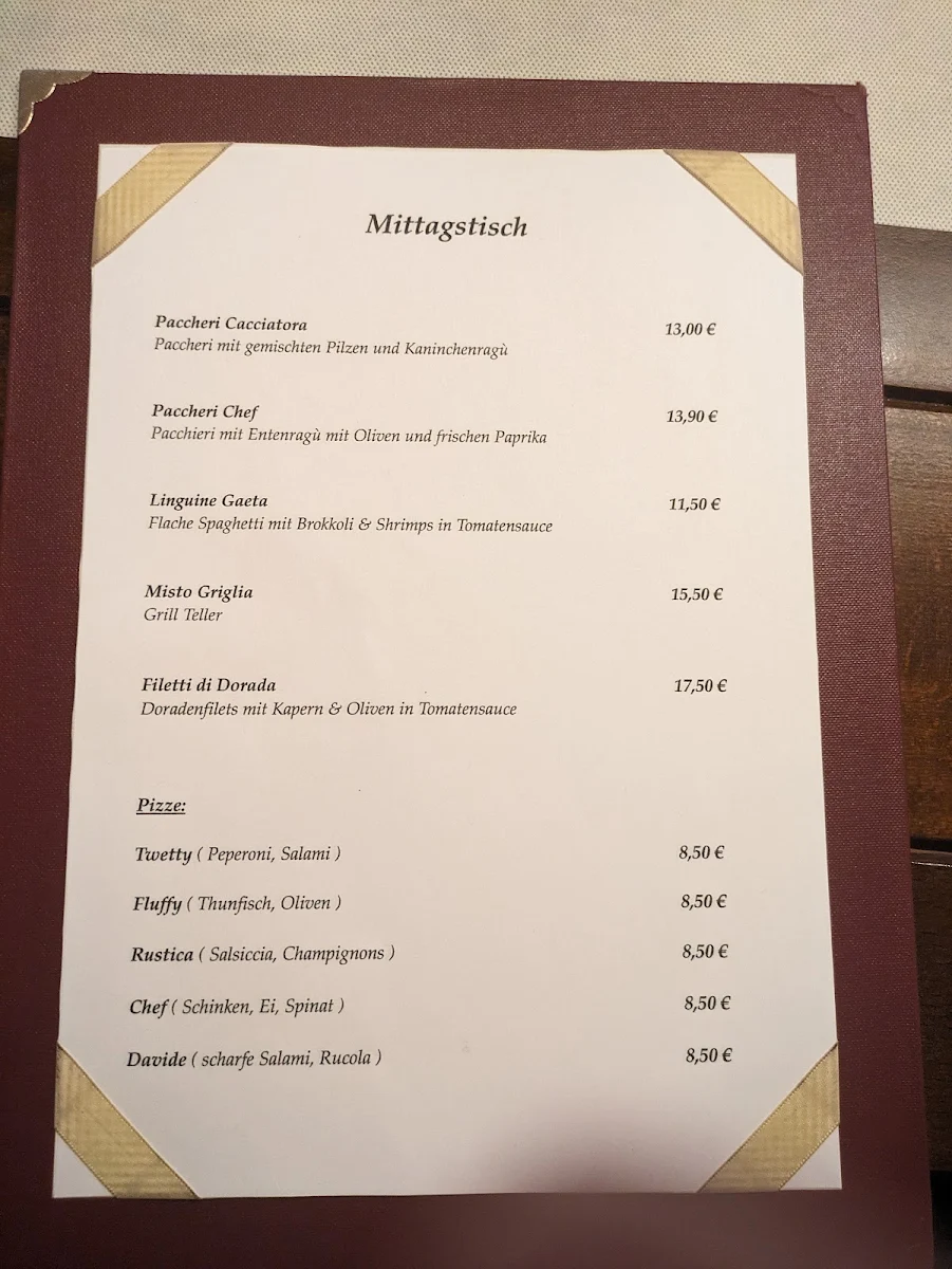 Speisekarte, Restaurante Pizzeria Trevi - B. Ventriglia