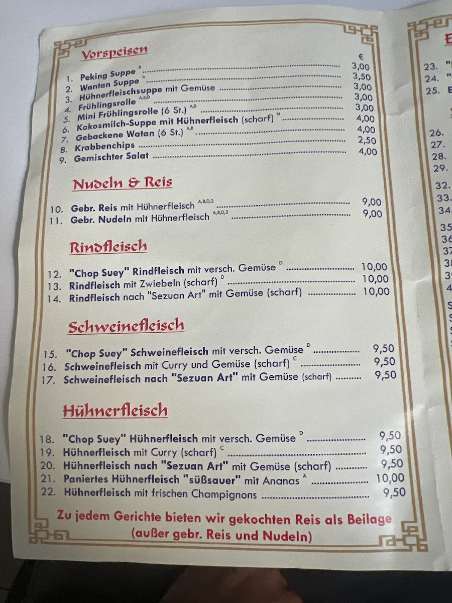 Speisekarte, China Imbiss WOK