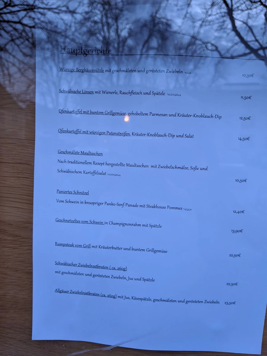 Speisekarte, Restaurant & Biergarten Klosterhof