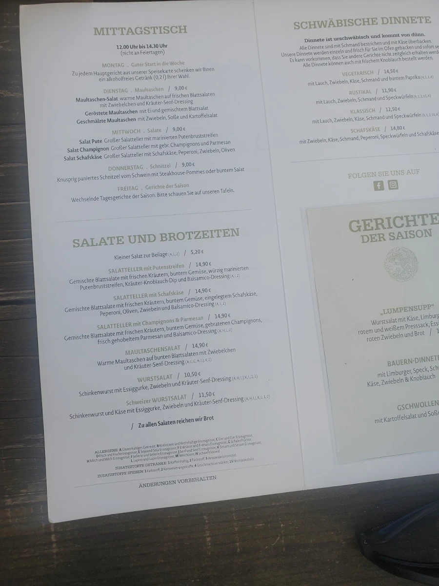 Speisekarte, Restaurant & Biergarten Klosterhof