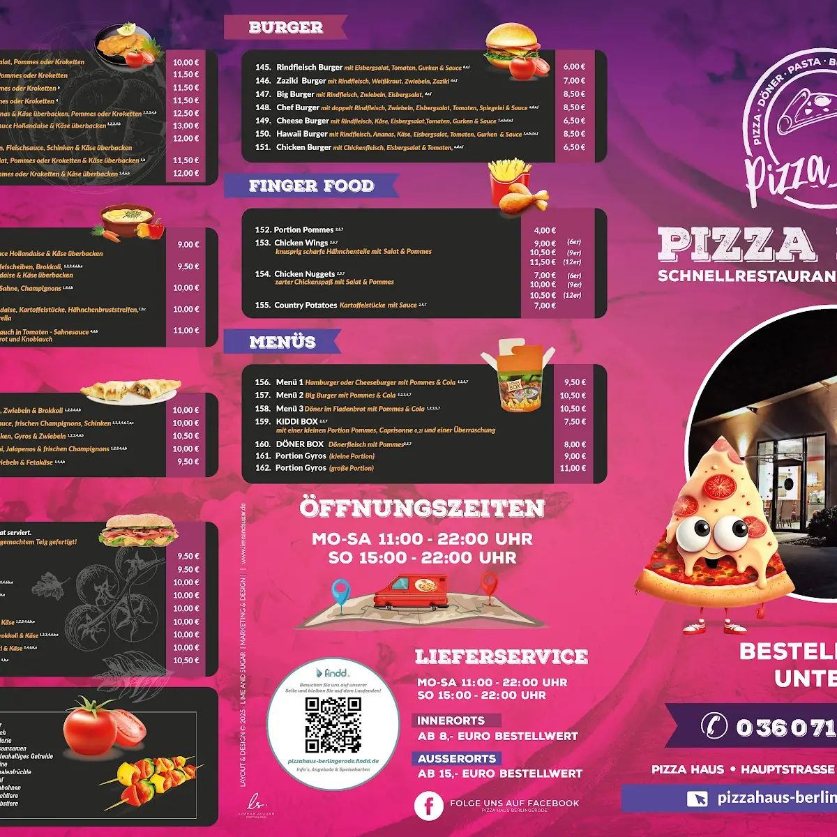 Speisekarte, Pizza Haus Berlingerode