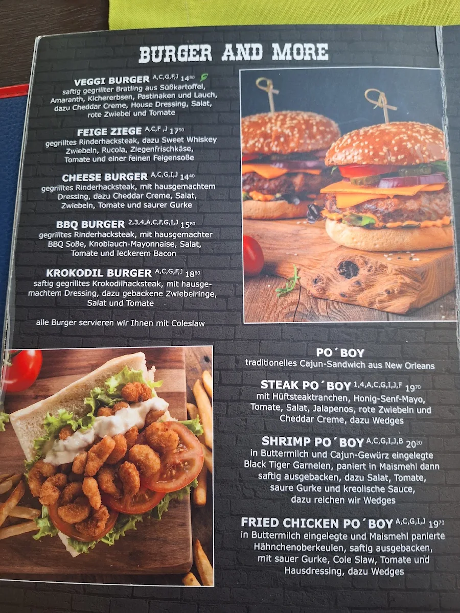 Speisekarte, Louisiana - Steakhaus & Südstaaten-Restaurant