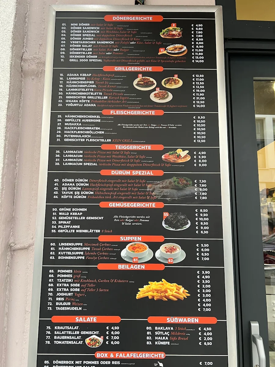 Speisekarte, Grill-Kebab 2000