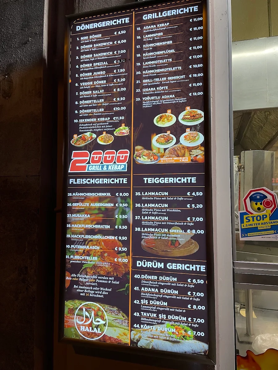 Speisekarte, Grill-Kebab 2000