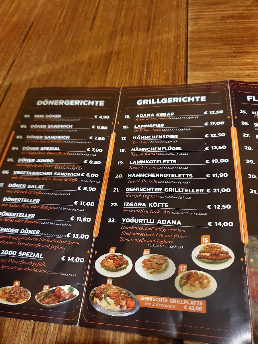 Speisekarte, Grill-Kebab 2000