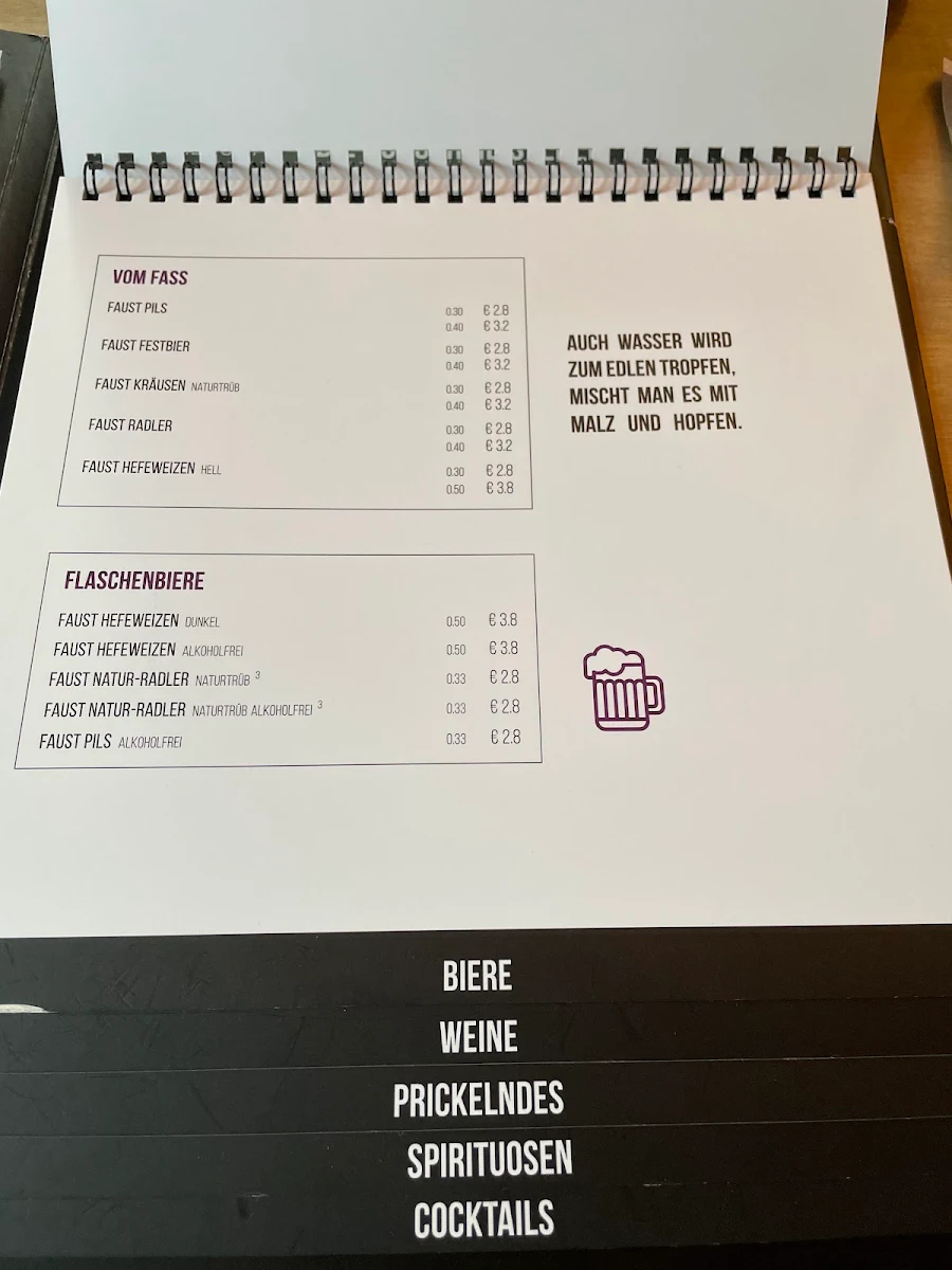 Speisekarte, Die Burgermeisterei im Ritter