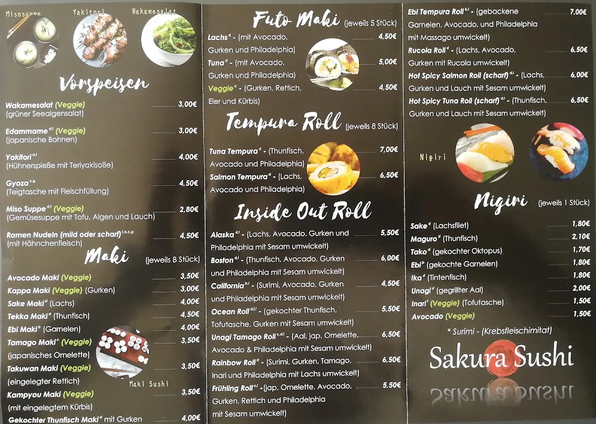 Speisekarte, Sakura Sushi Mayen