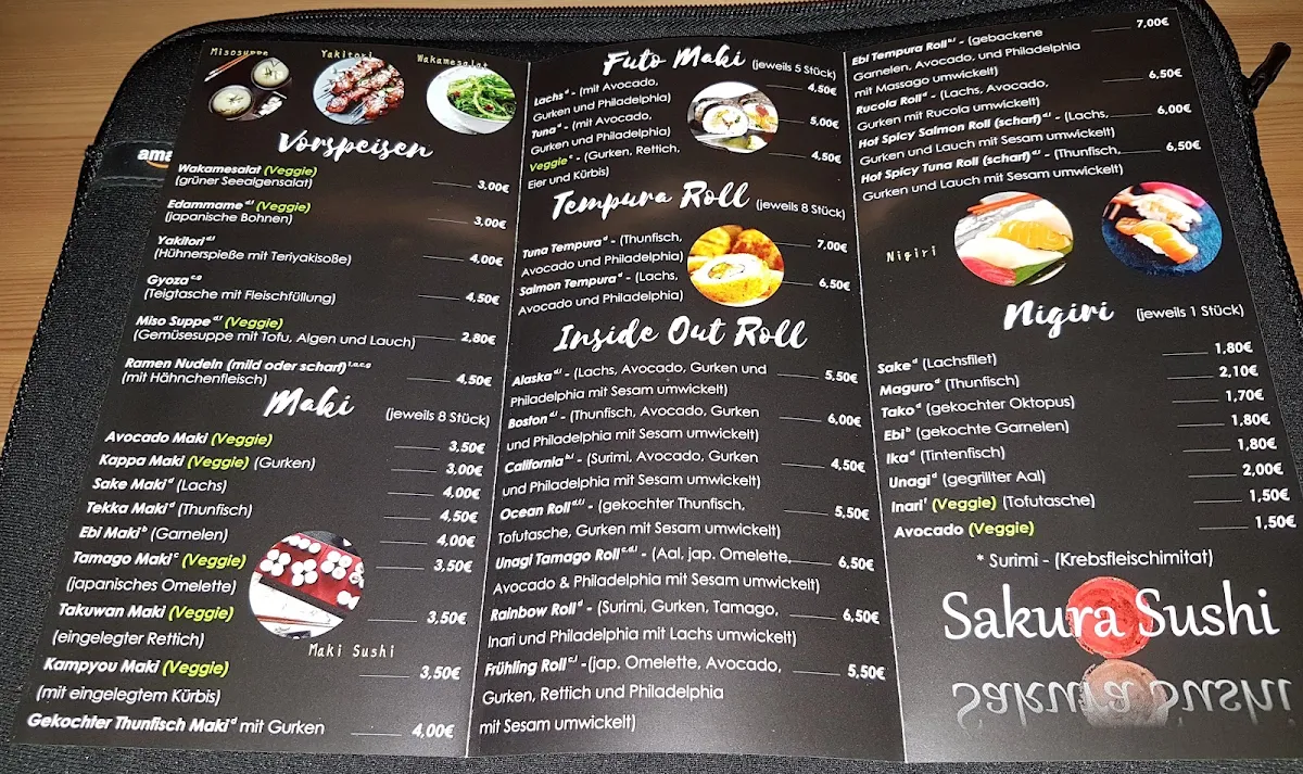 Speisekarte, Sakura Sushi Mayen