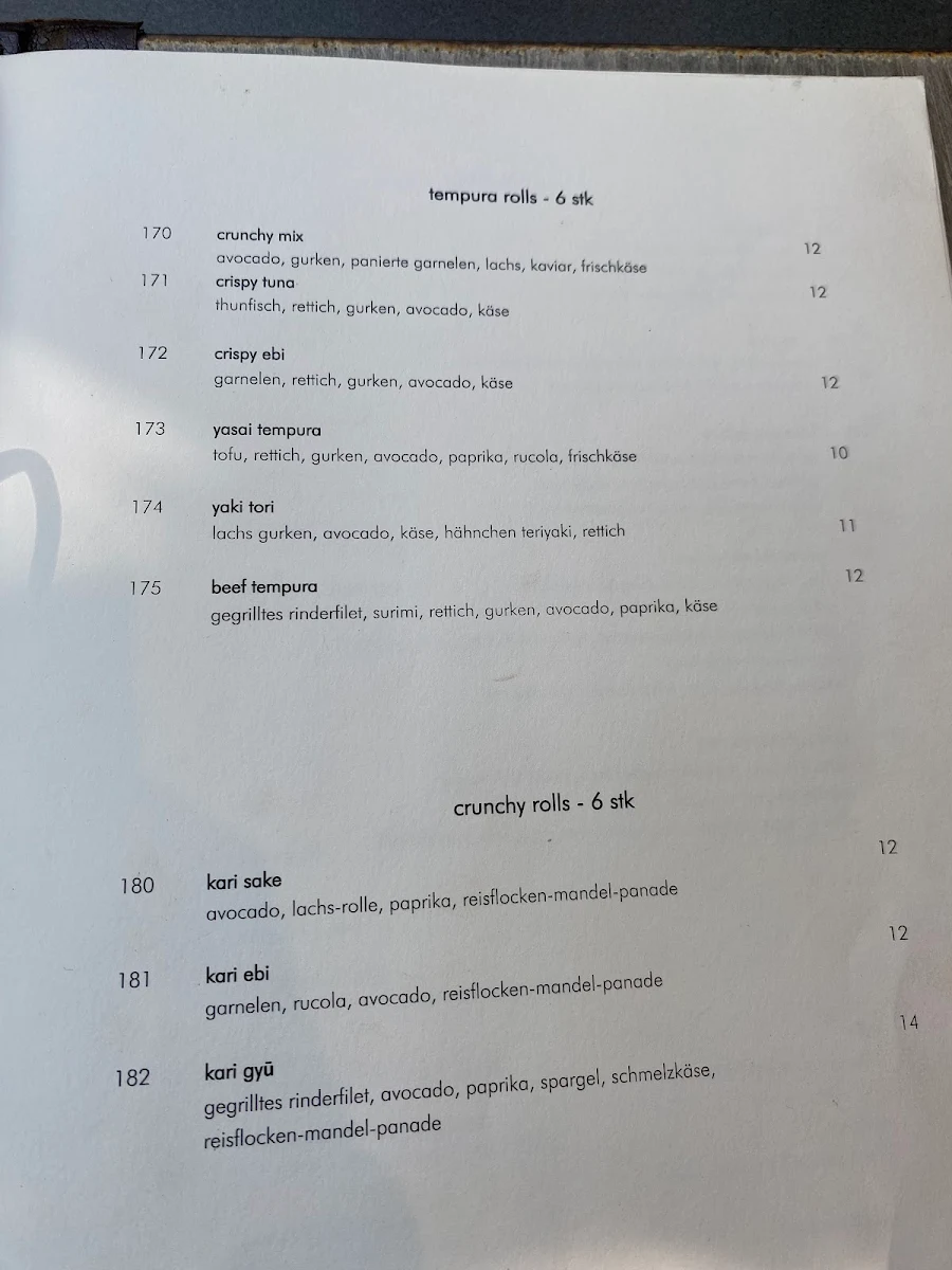 Speisekarte, HIROKO KITCHEN AND BAR