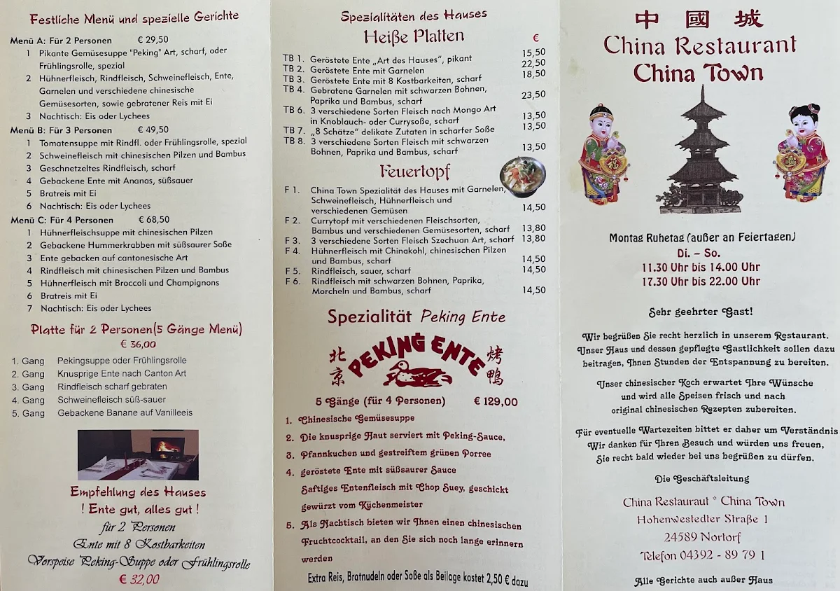 Speisekarte, China-Town
