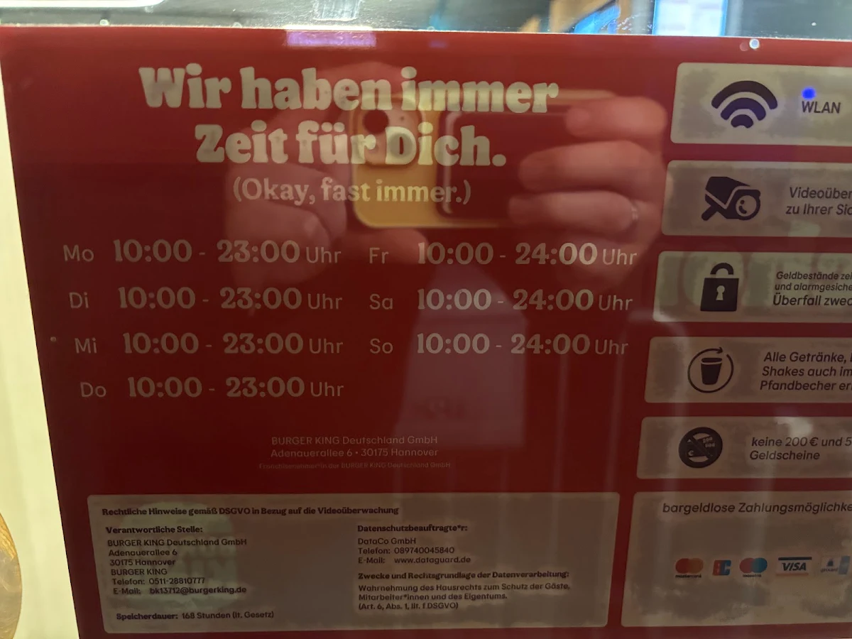 Speisekarte, Burger King Wollin