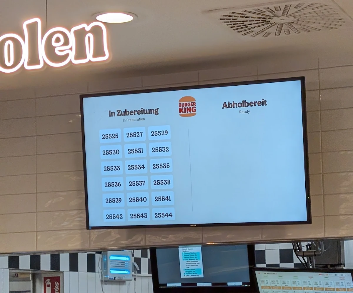 Speisekarte, Burger King Wollin