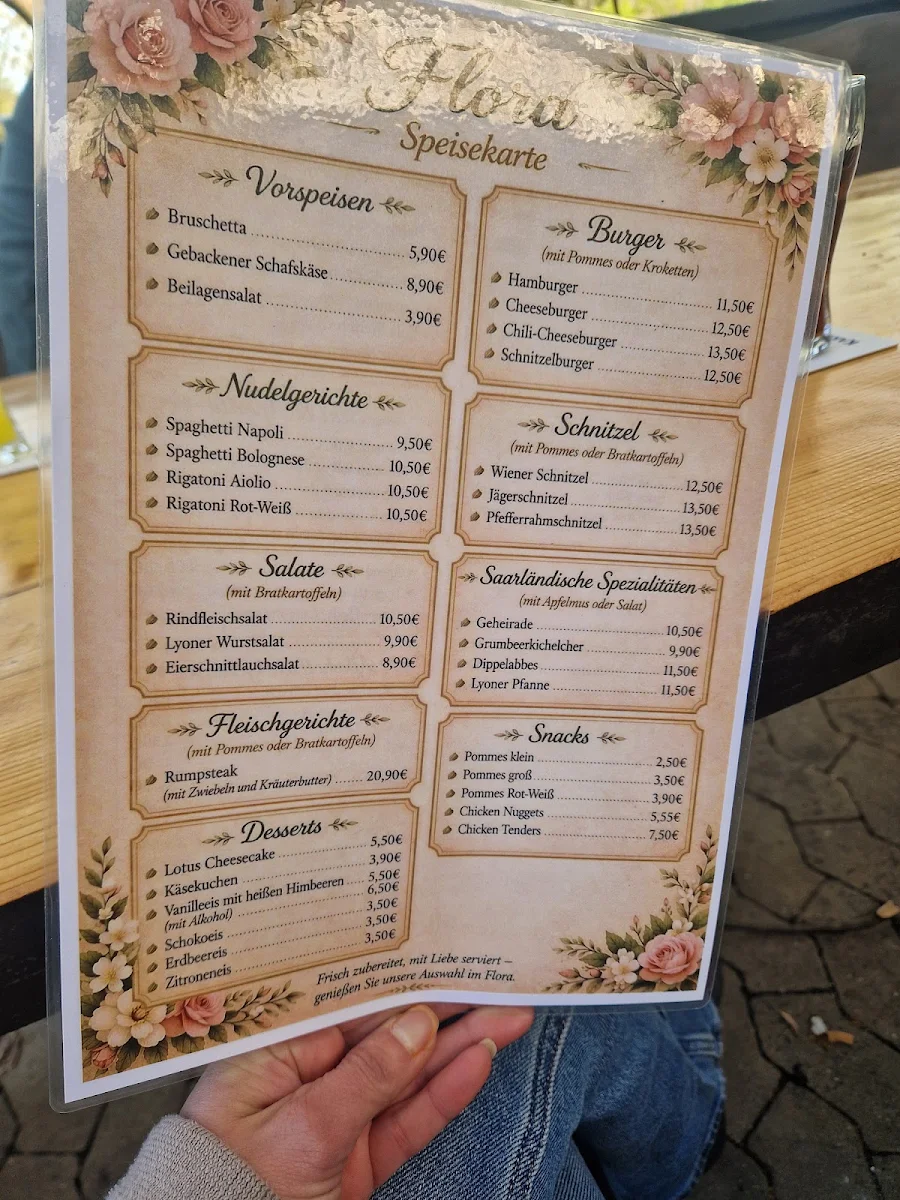 Speisekarte, Kleingartenbauverein FLORA e.V. - Speisegaststätte