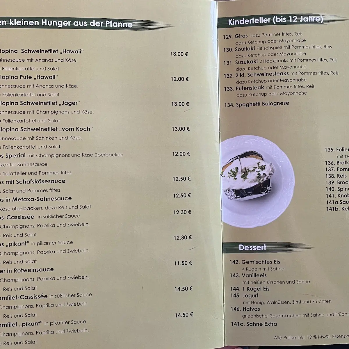 Speisekarte, Taverna Elina
