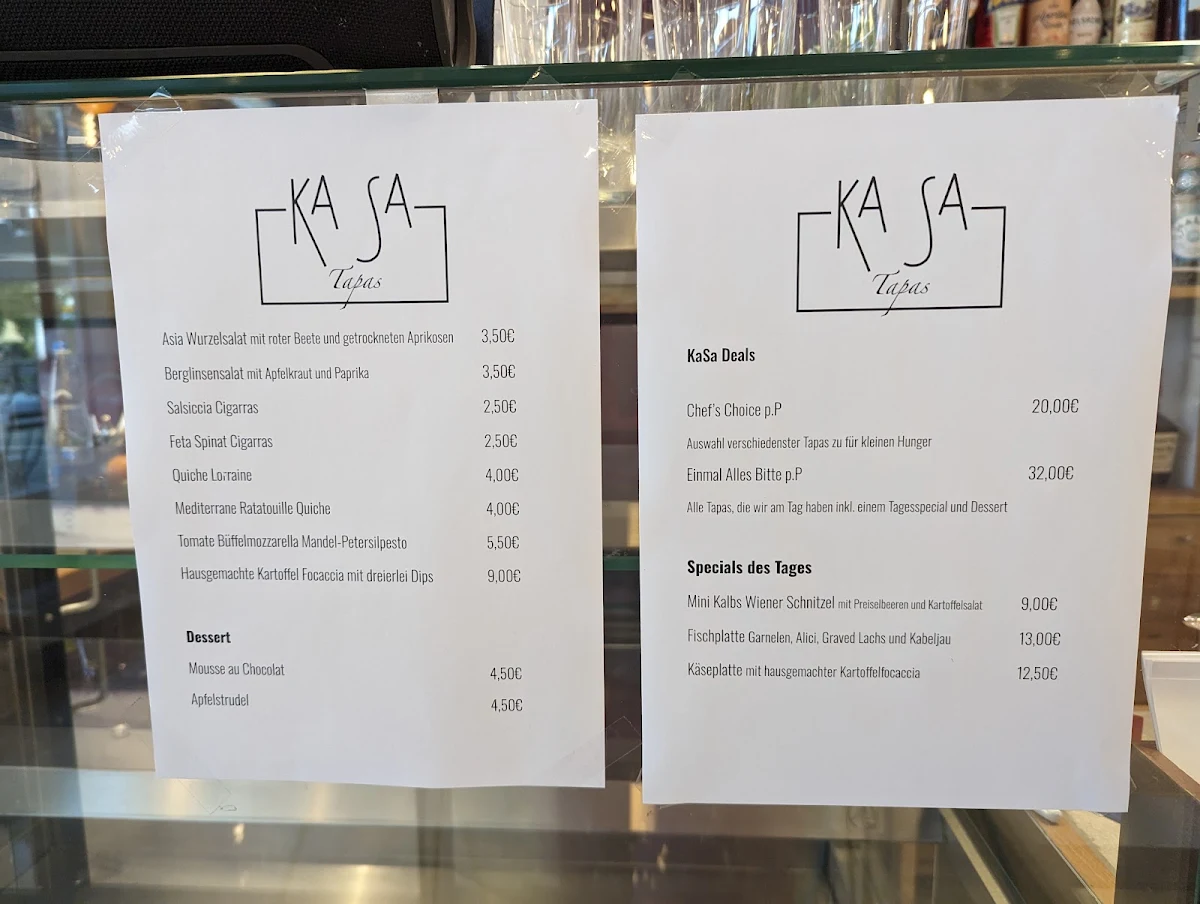 Speisekarte, KaSa Eat & Drink