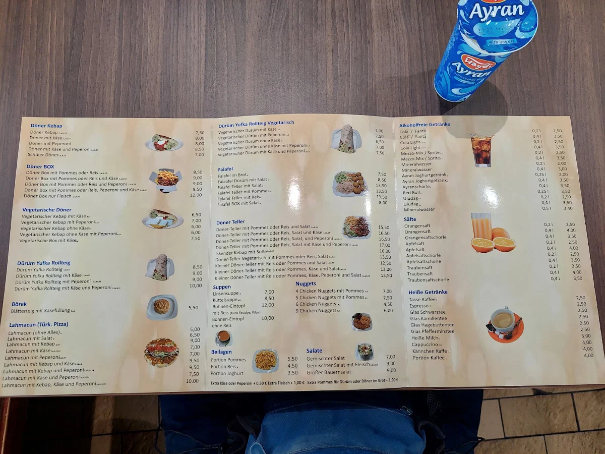 Speisekarte, Ali's Kebap-Salon