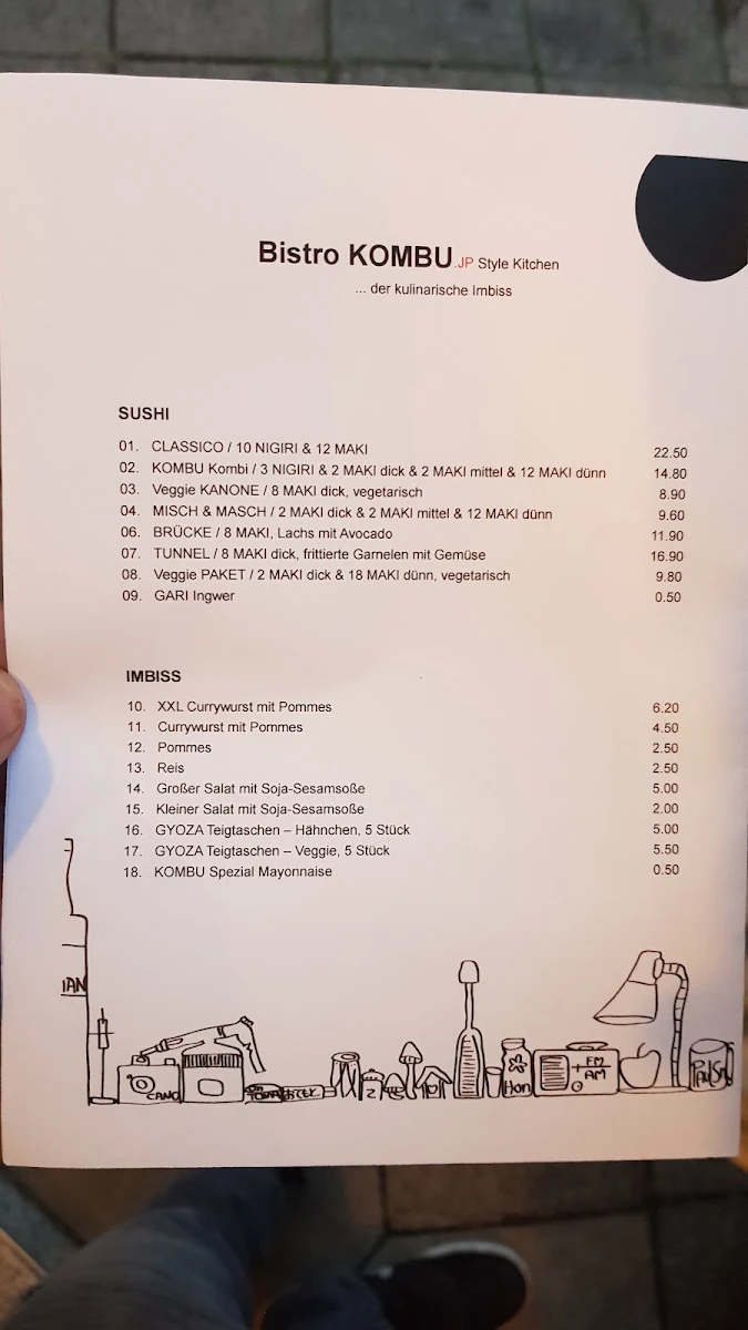 Speisekarte, Bistro KOMBU