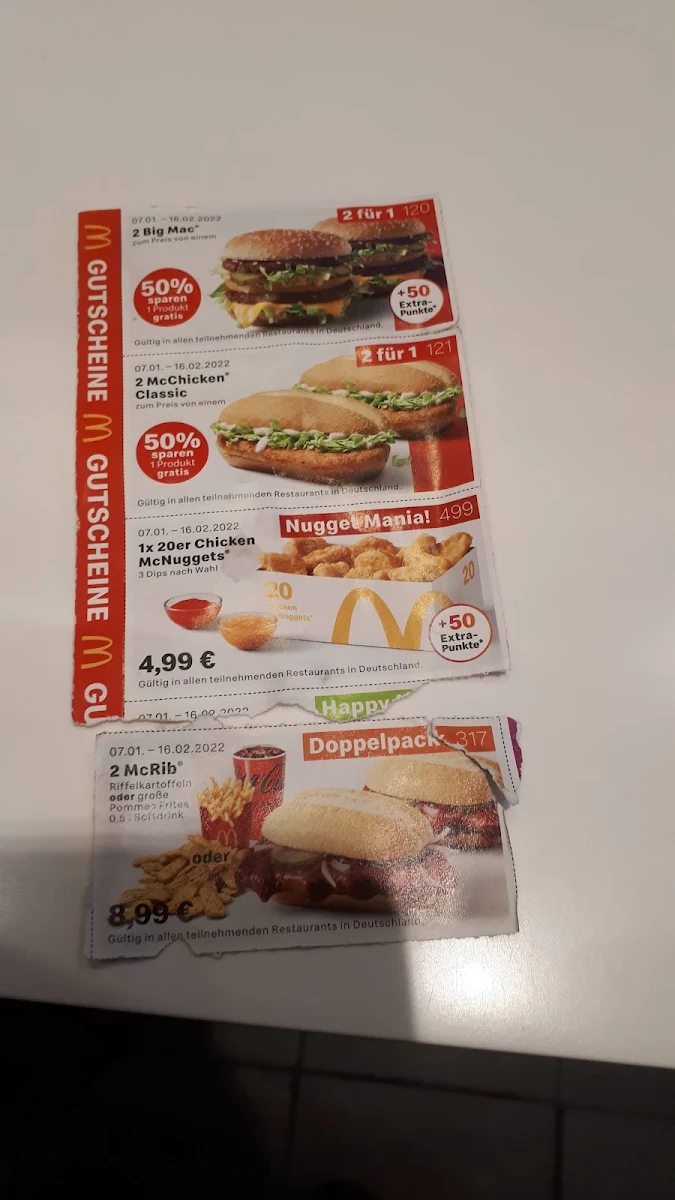 Speisekarte, McDonald's