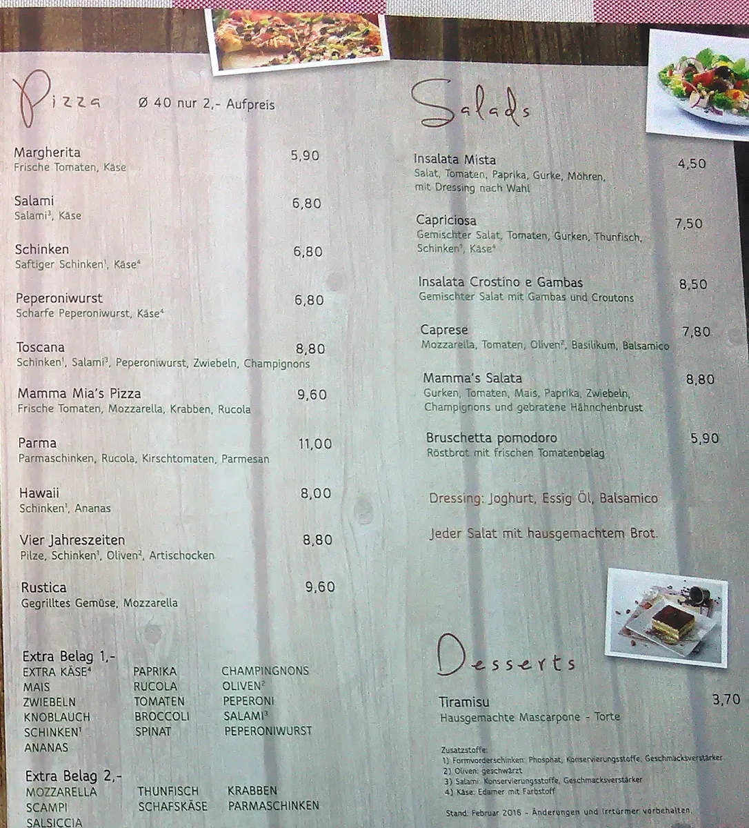 Speisekarte, Mamma Mia Pizza Pasta & More Gießen