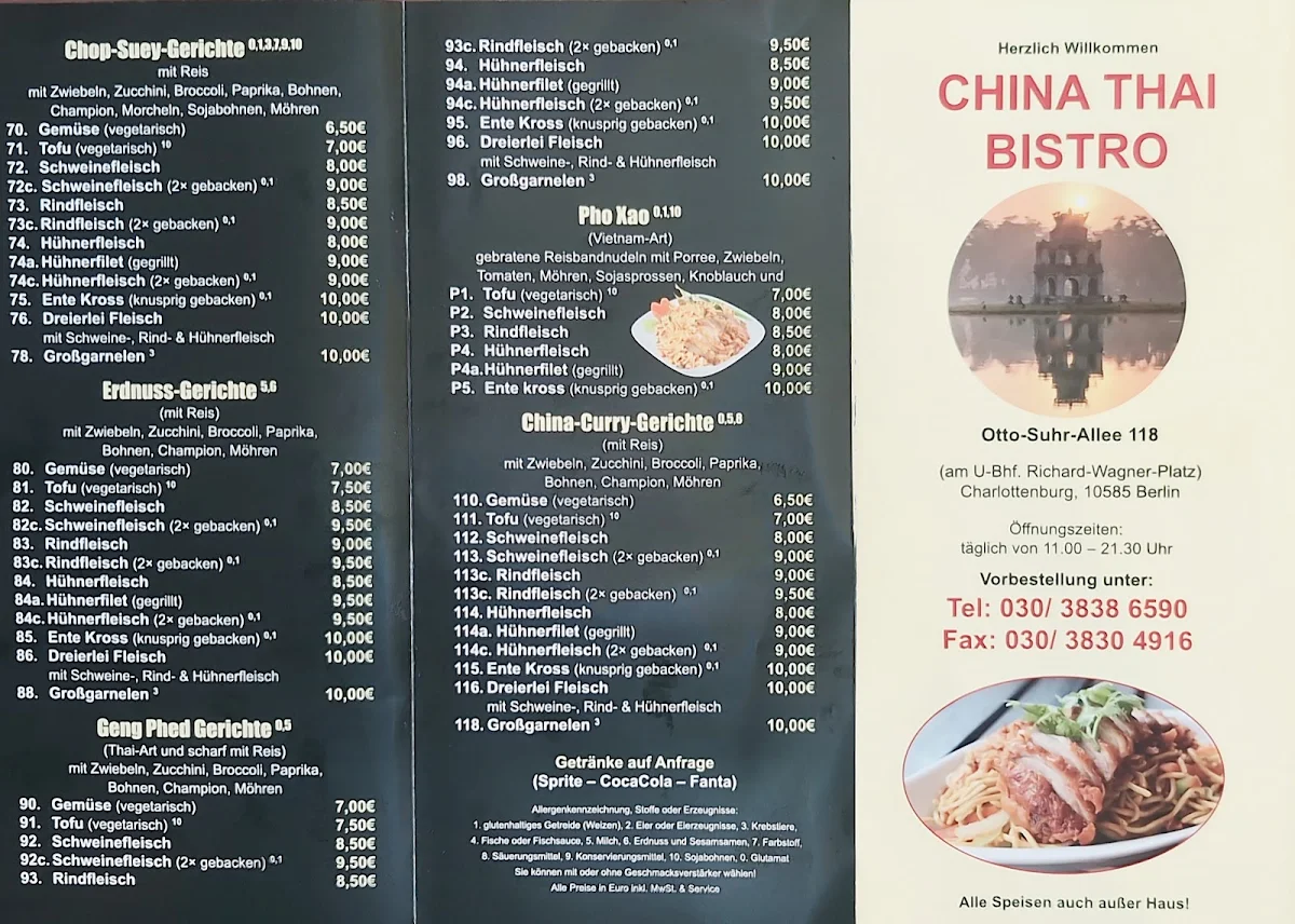 Speisekarte, China Thai Imbiss