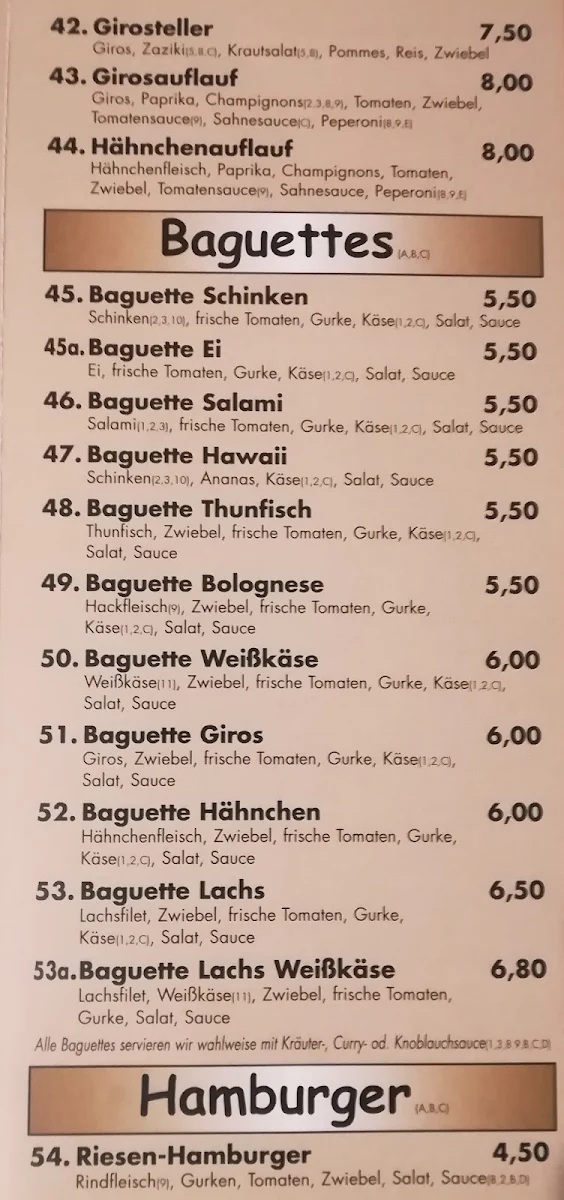 Speisekarte, Pizzeria Topoli