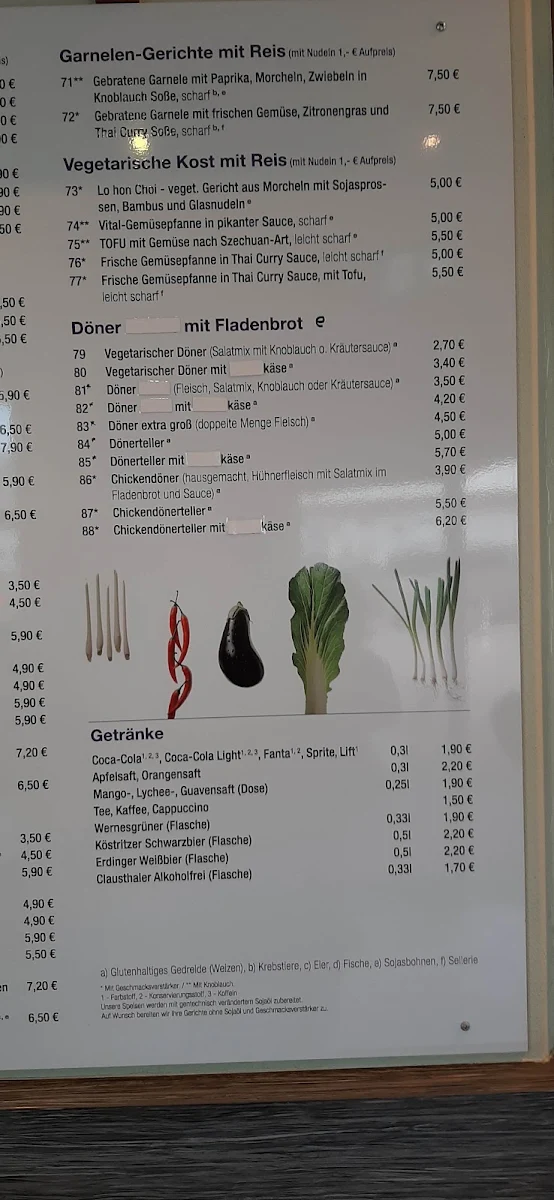 Speisekarte, Lahuo Asia Bistro