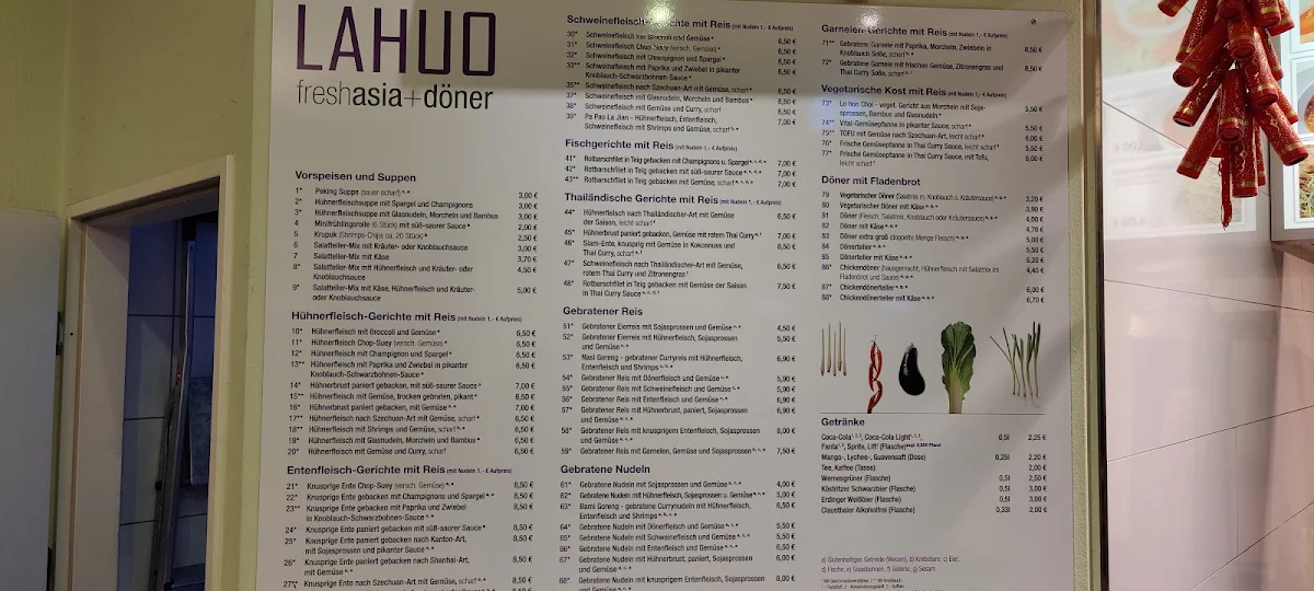 Speisekarte, Lahuo Asia Bistro