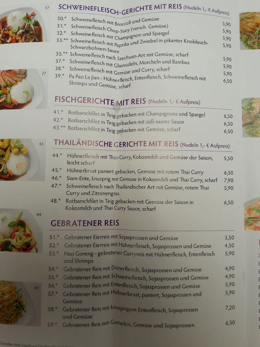 Speisekarte, Lahuo Asia Bistro