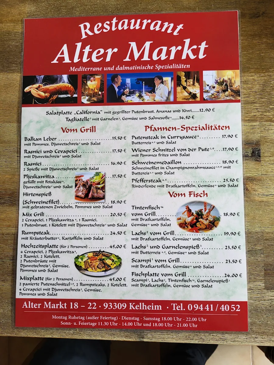 Speisekarte, Zum alten Markt