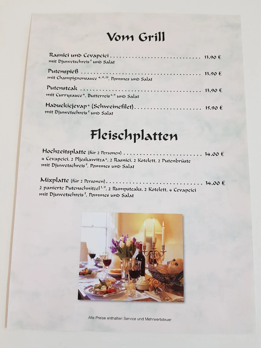 Speisekarte, Zum alten Markt