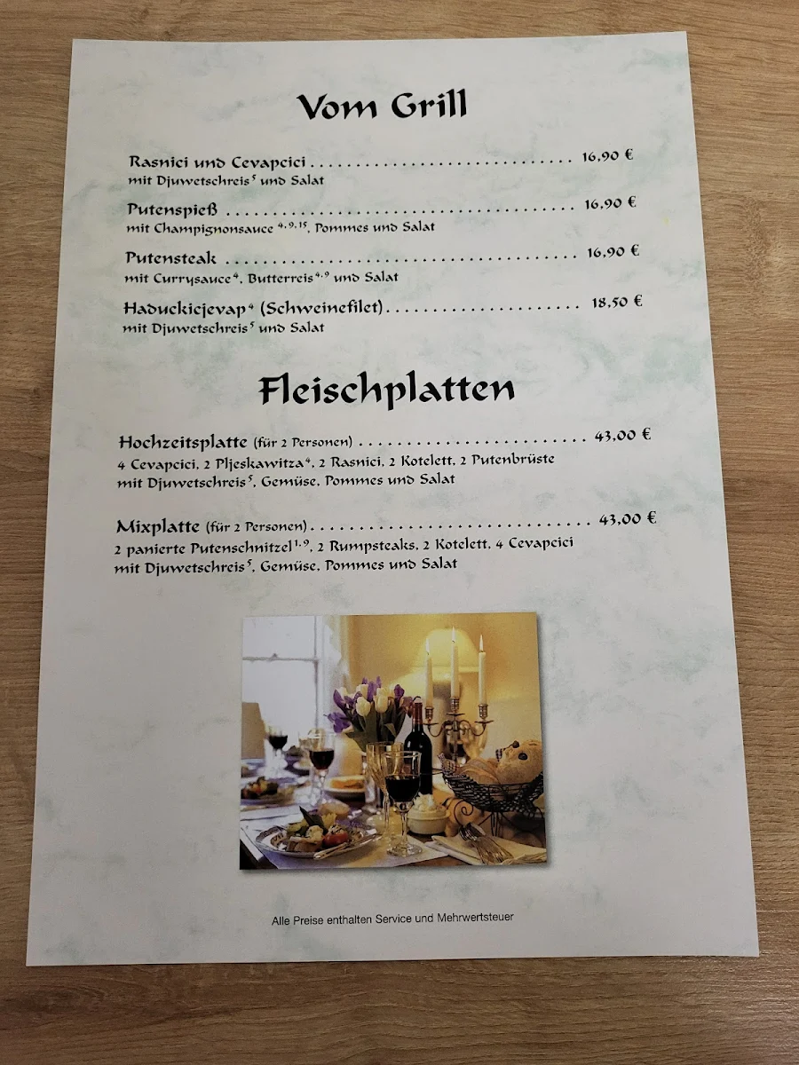 Speisekarte, Zum alten Markt