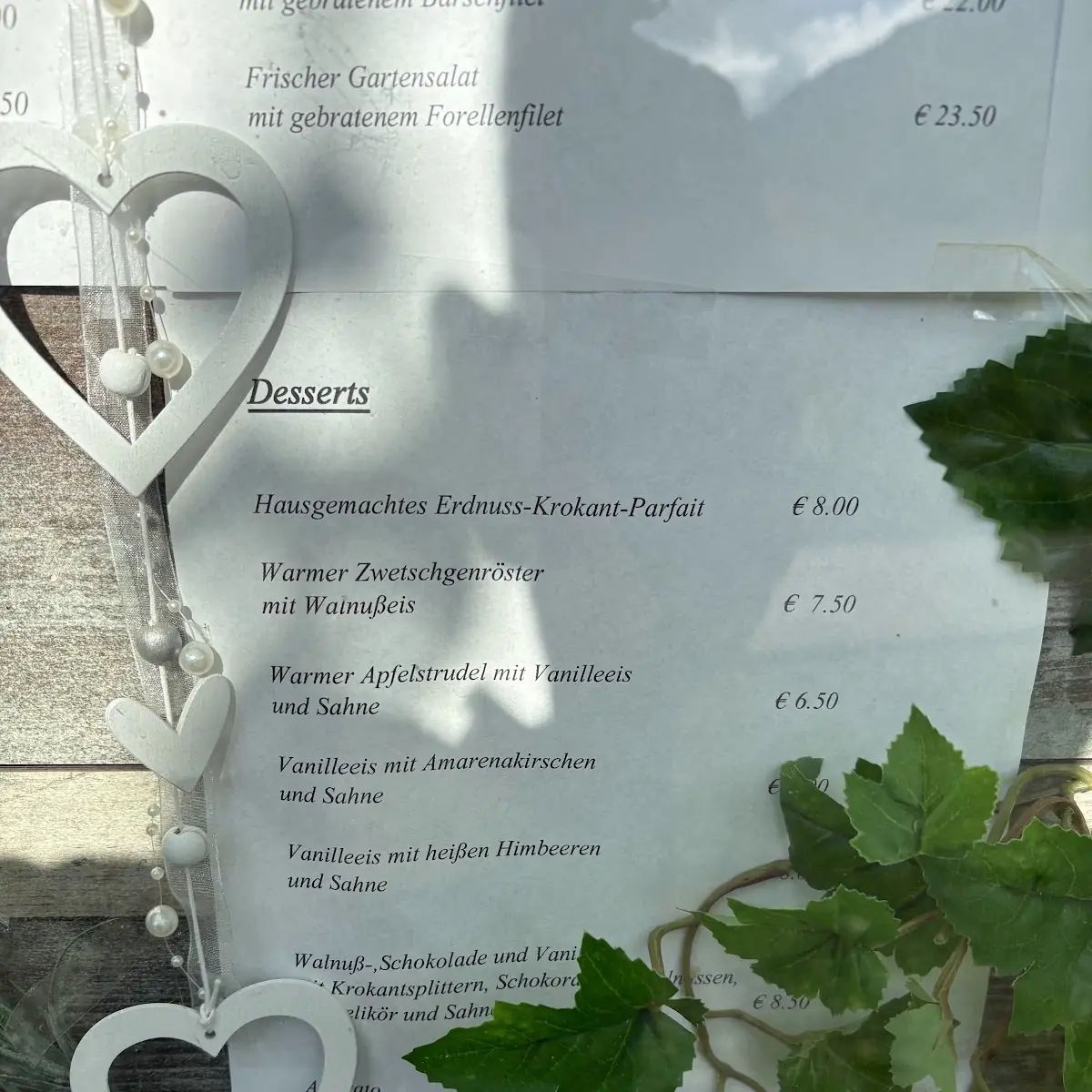 Speisekarte, Restaurant Hirschsprungstuben