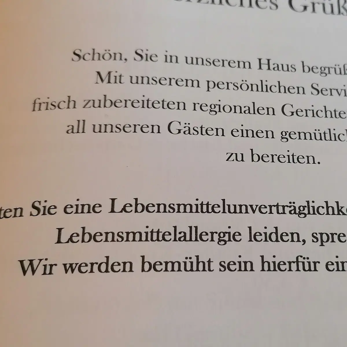 Speisekarte, Restaurant Hirschsprungstuben