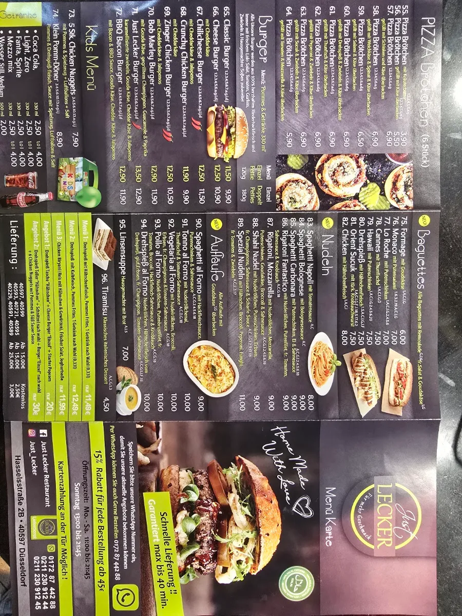 Speisekarte, Just Lecker