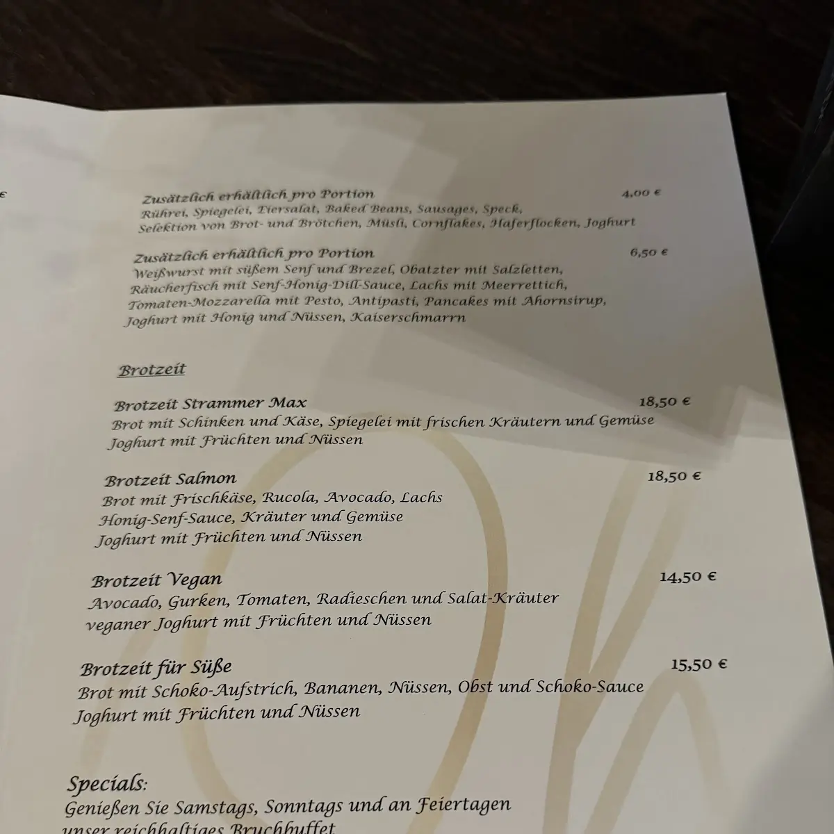 Speisekarte, Ohnegleichen Worms - Restaurant - Café - Bar
