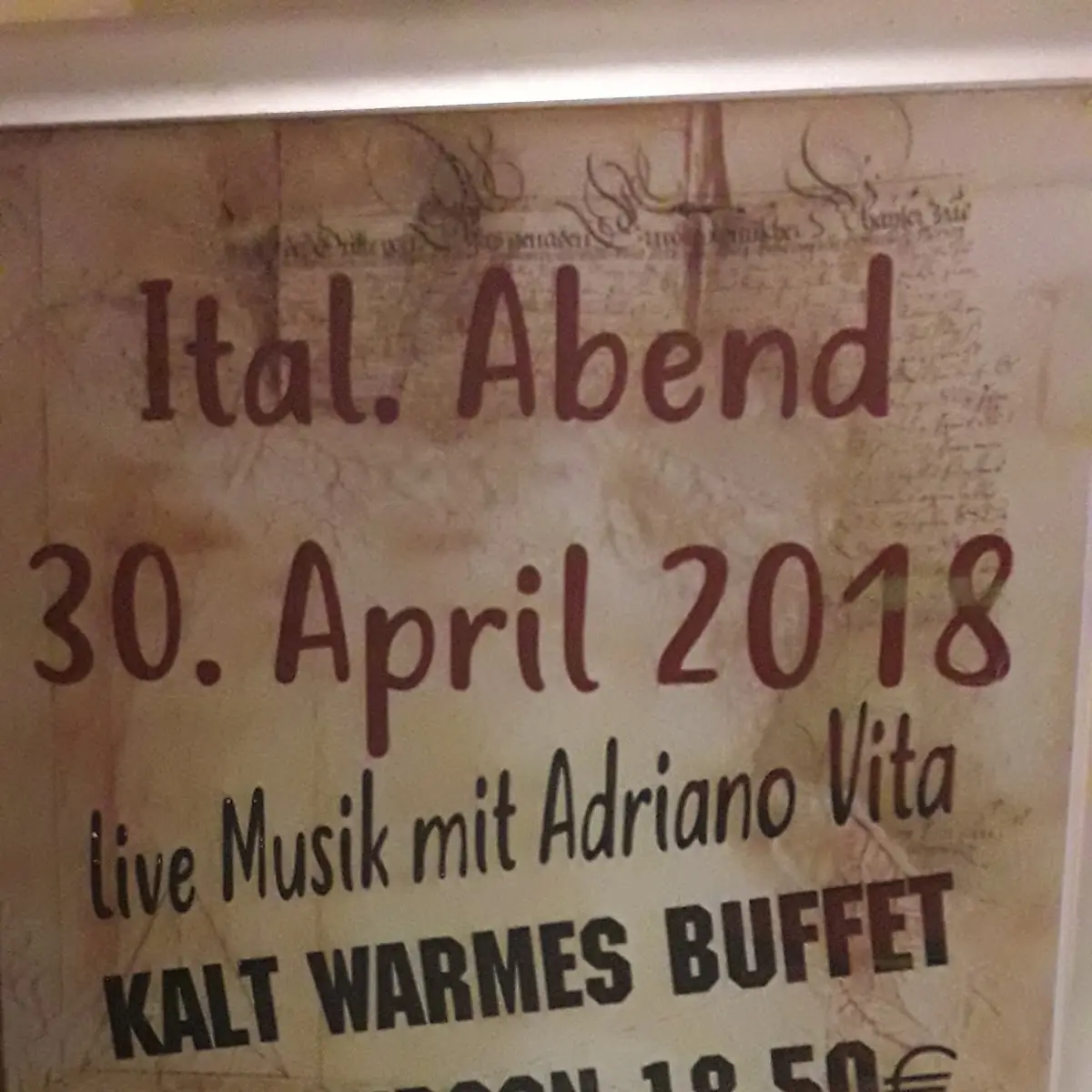 Speisekarte, Kleiner Italiener Bistrorante / Pizzeria