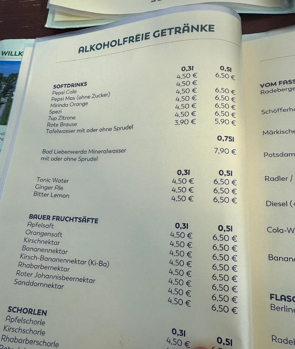 Speisekarte, Restaurant Kräutermühle Burg (Spreewald)