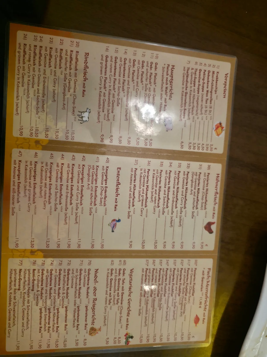 Speisekarte, Lin's Wok