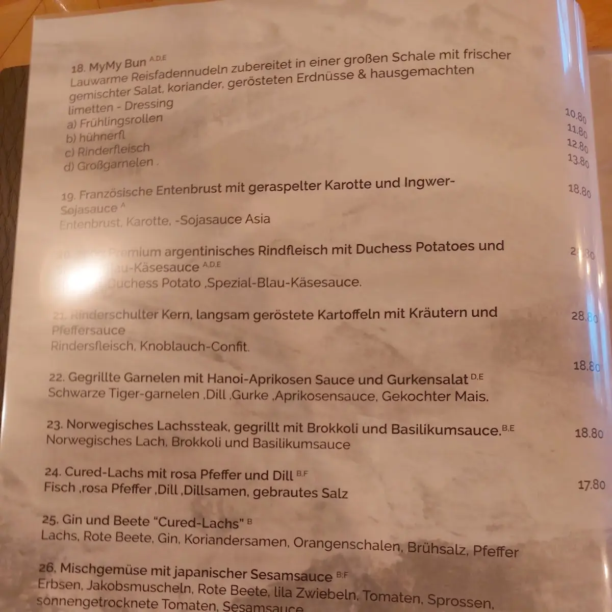 Speisekarte, My My Restaurant - Lahnstein