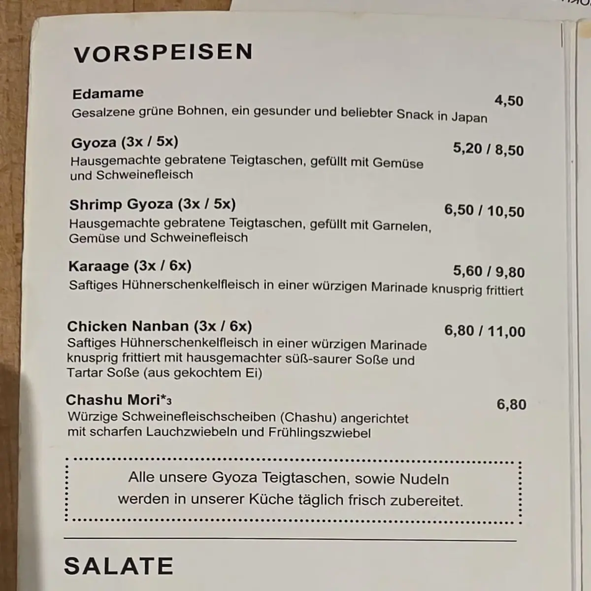 Speisekarte, Ramen Jun