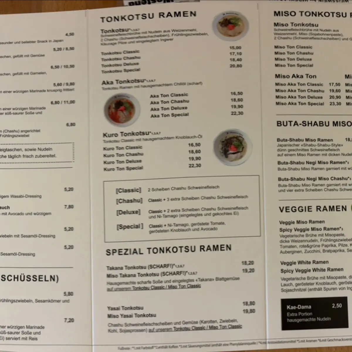 Speisekarte, Ramen Jun