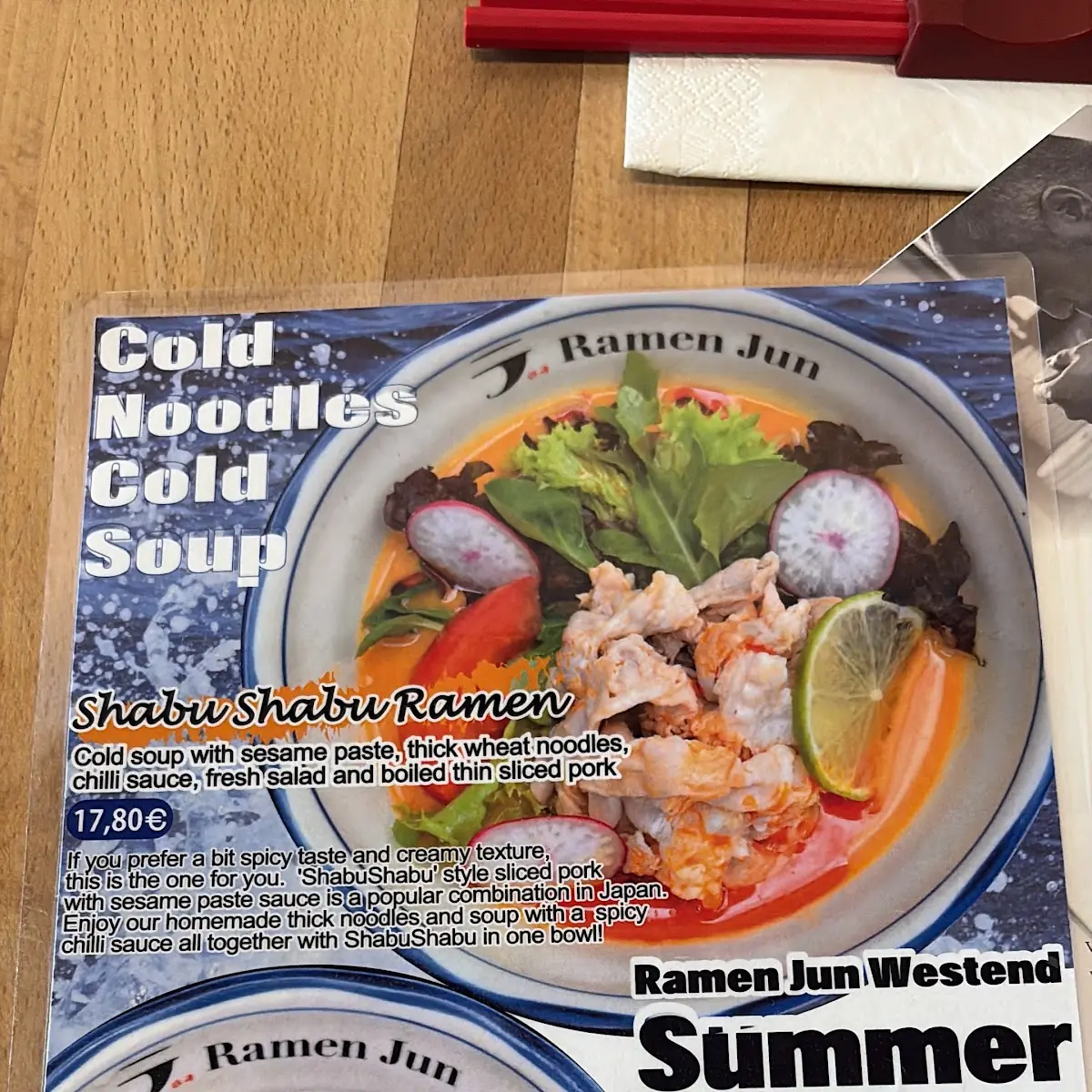 Speisekarte, Ramen Jun