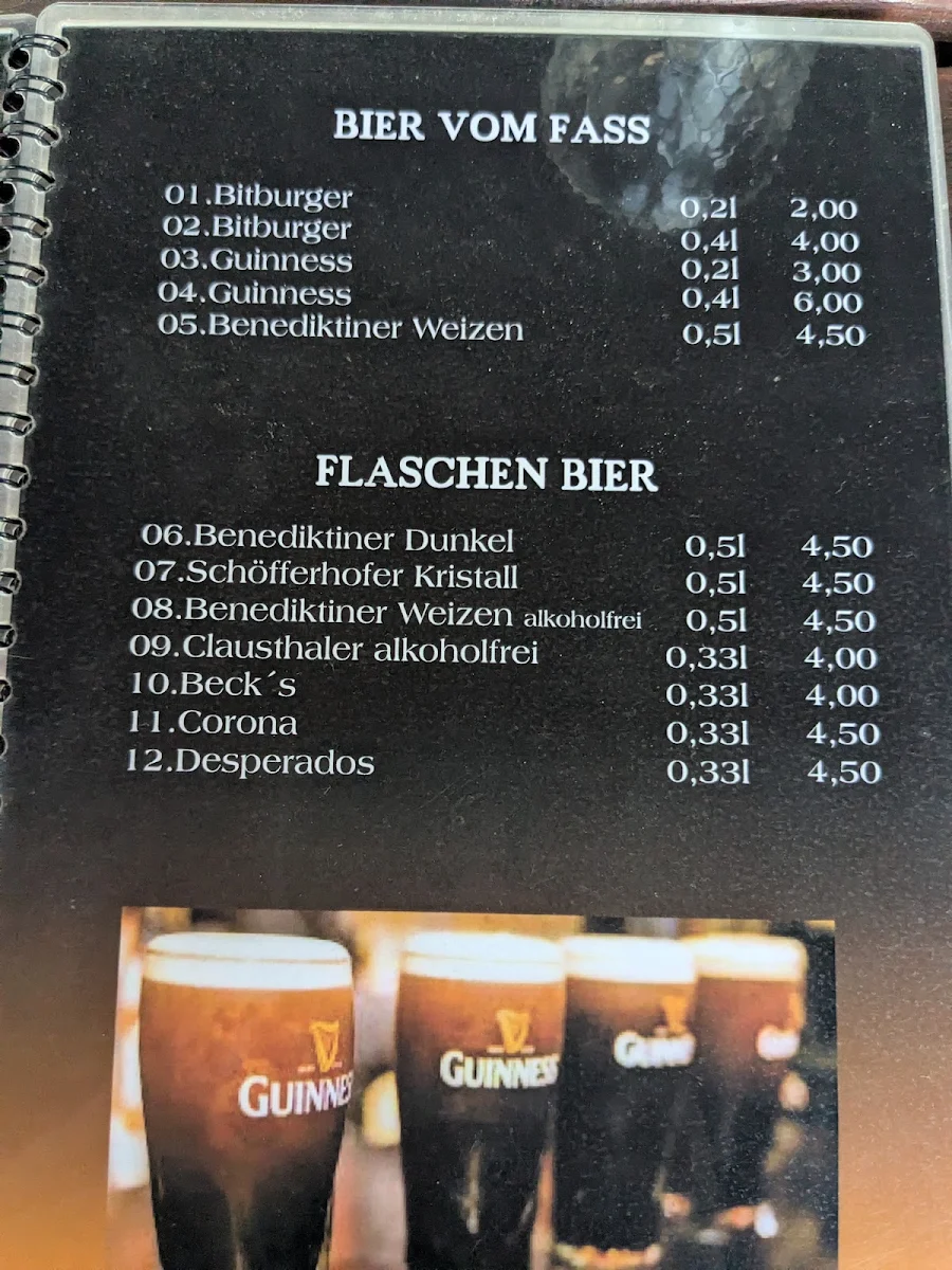 Speisekarte, Pilsstube Zur Traube
