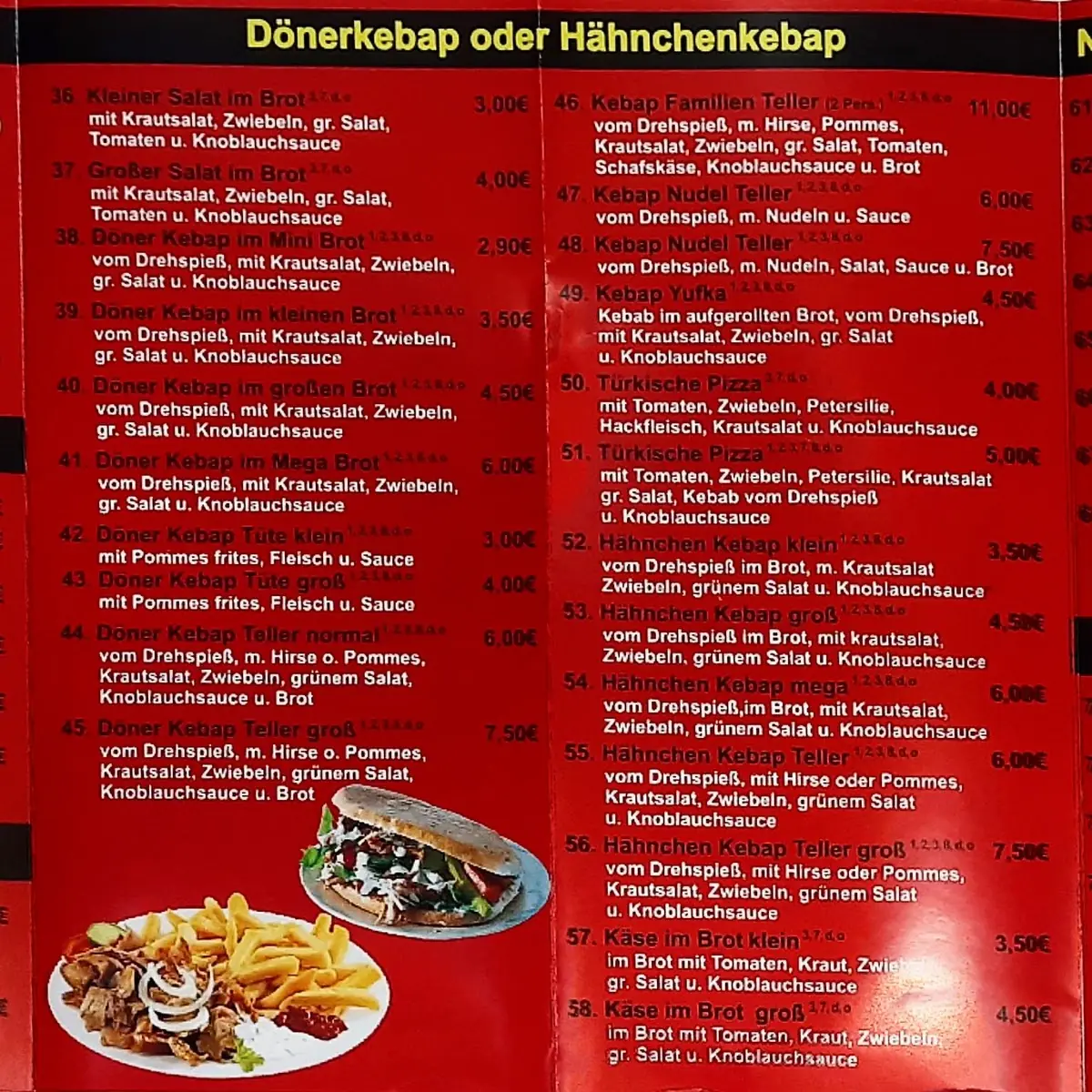 Speisekarte, Istanbul Kebap Riegelsberg