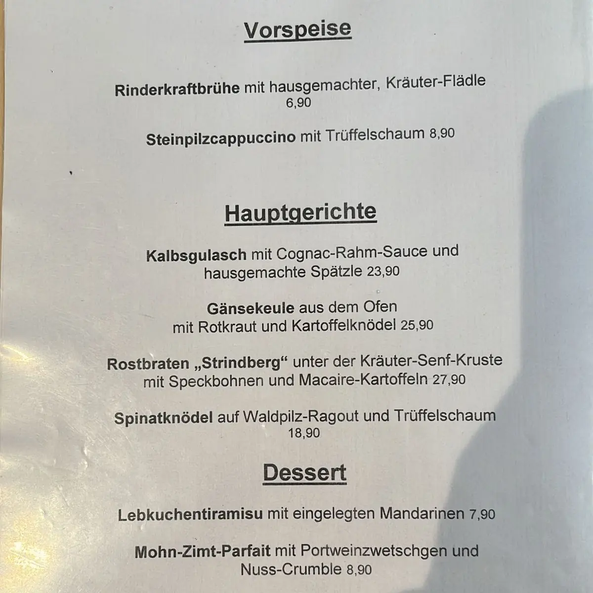 Speisekarte, Rostbraterei - TSV Korntal Vereinsgaststätte