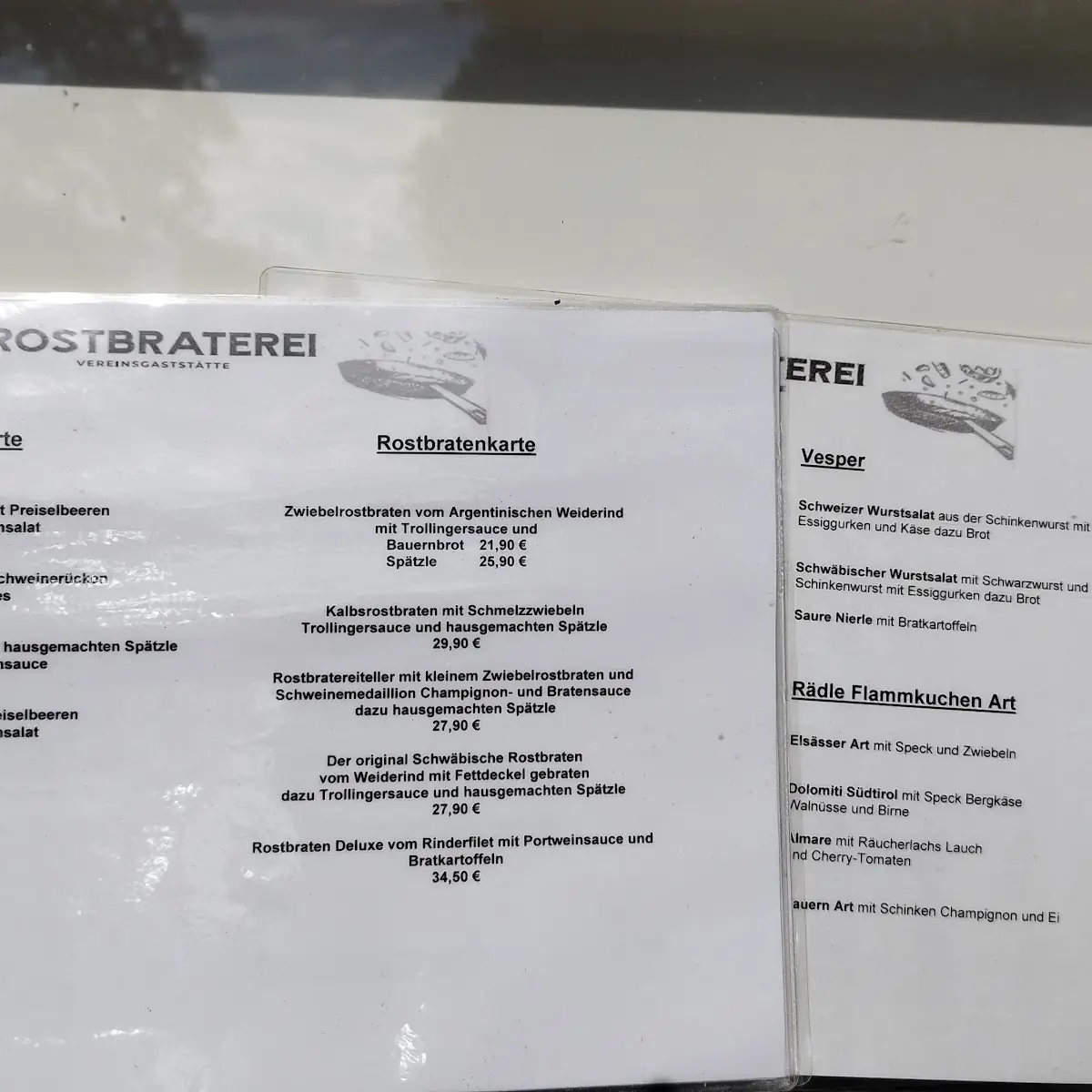 Speisekarte, Rostbraterei - TSV Korntal Vereinsgaststätte