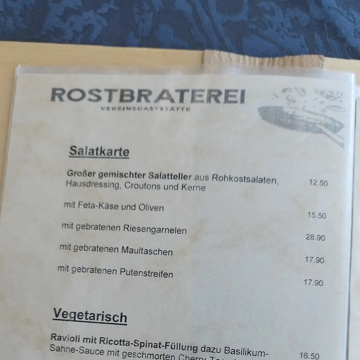 Speisekarte, Rostbraterei - TSV Korntal Vereinsgaststätte
